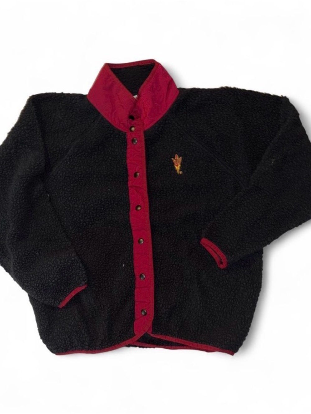 PINK Victoria's Secret Black Arizona State (ASU)Sherpa Jacket with Burgundy Trim